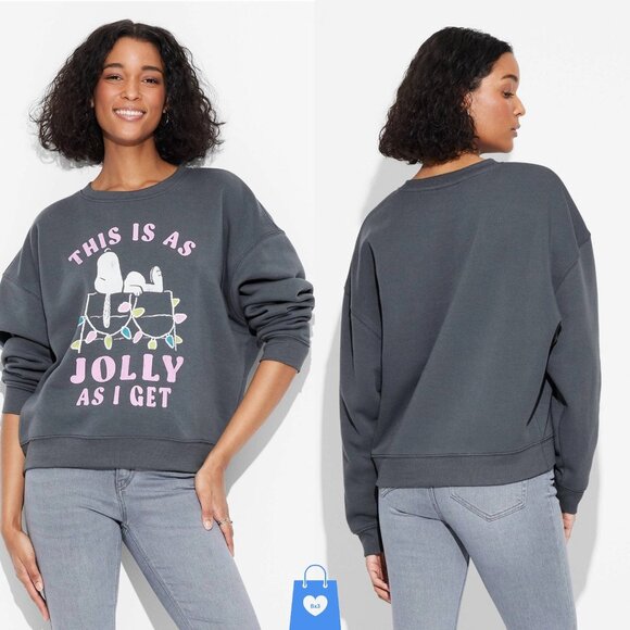 Grayson Threads Tops - XXL - Womens Jolly Snoopy Graphic Distressed Sweatshirt - Gray